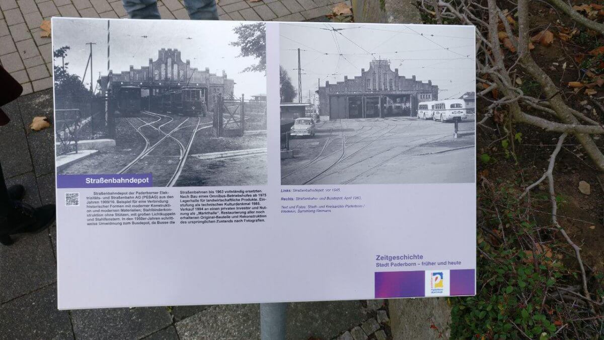 Gedenktafel oder Informationstafel für das Straßenbahndepot in Paderborn